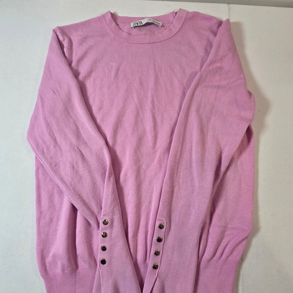 Zara Pink Crewneck Sweater with detailed sleeves.
